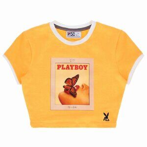 FILA X Playboy Yellow Photo Print Crop Top